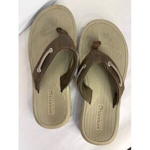 Sperry Top-Sider Mens Brown Leather Flip Flop Sandals STS10878 Size 9M